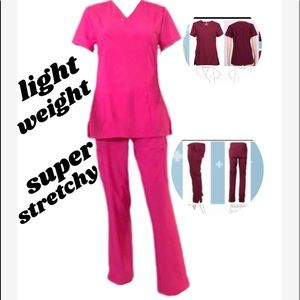 009 C/S Scrub Set Stretchable Bright Pink MEDIUM